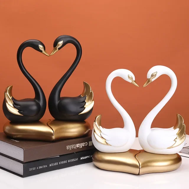 

Nordic Wedding Gift Loving Couple Swan Resin Ornaments Club Coffee Table Figurines Crafts Home room Desktop Sculpture Decoration