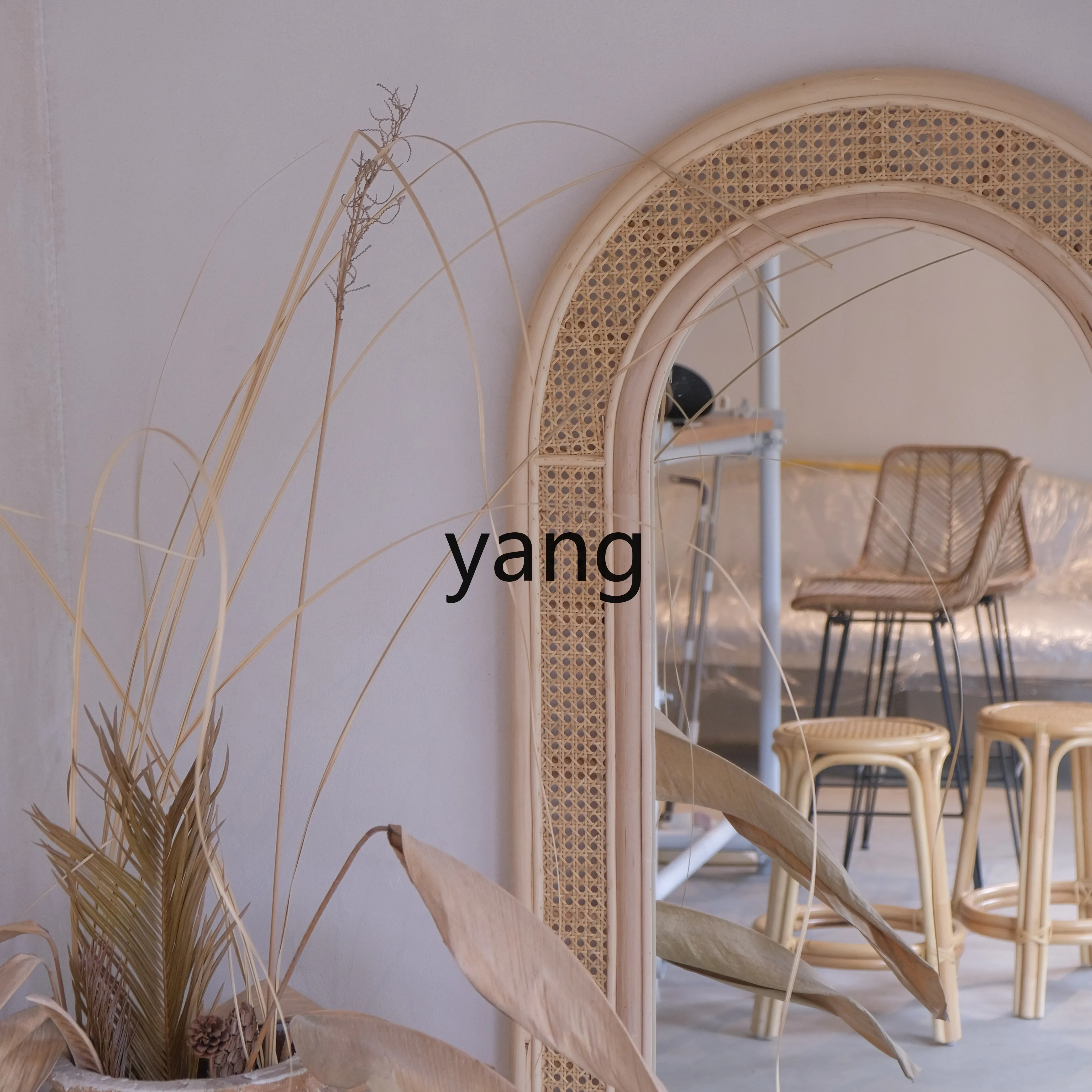 RQ wind rattan dressing full body floor special-shaped mirror homestay home living room bedroom