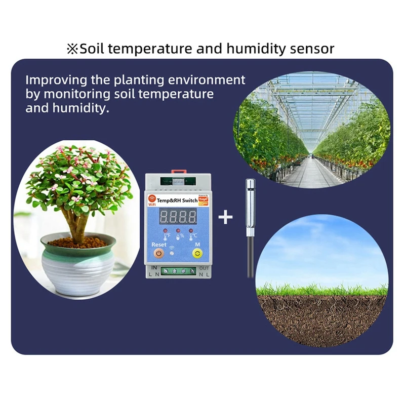 투야 와이파이 토양 온도 및 습도 스위치 타이머, 토양 온도 및 습도 센서, 토양 모니터링용 앱 제어, 20A