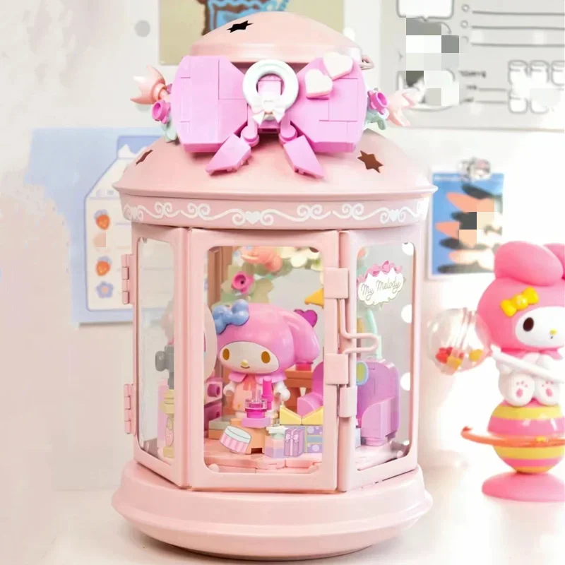 

Строительные блоки Sanrio My Melody, ночник Kuromi, модель Kawaii, креативная сборка, персонаж, анимация, детские игрушки, подарки для девочек