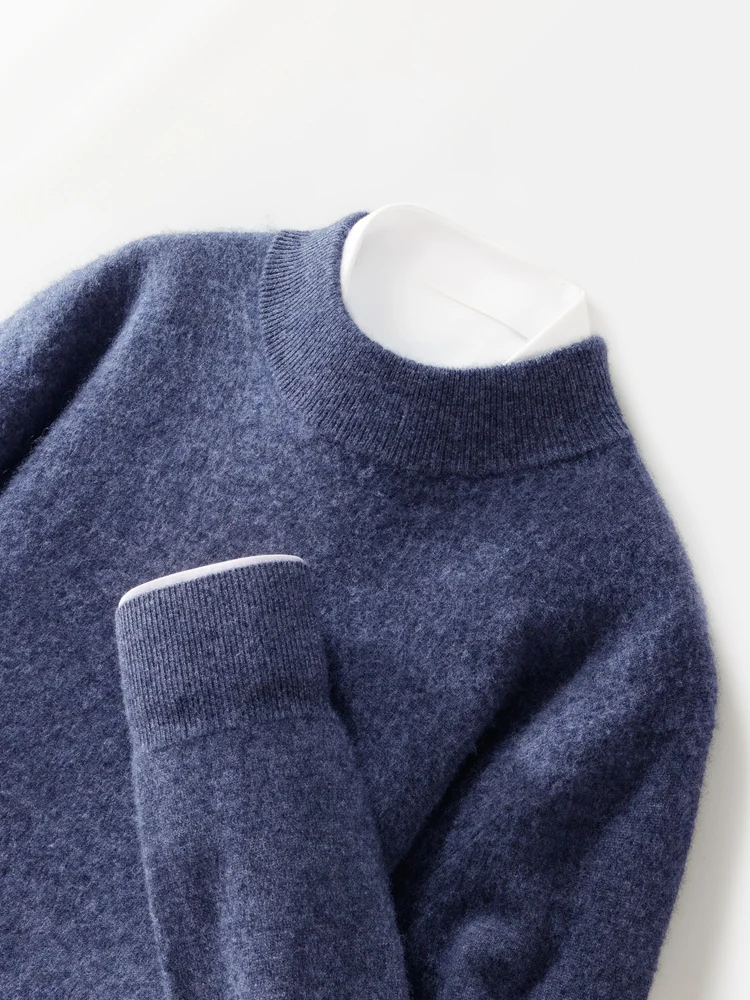 

MEETCC Luxury Men 100% Cashmere Basic Pullover Autumn Winter Soft Warm O Neck Sweater Casual Smart Cashmere Knitwear jumpers Top