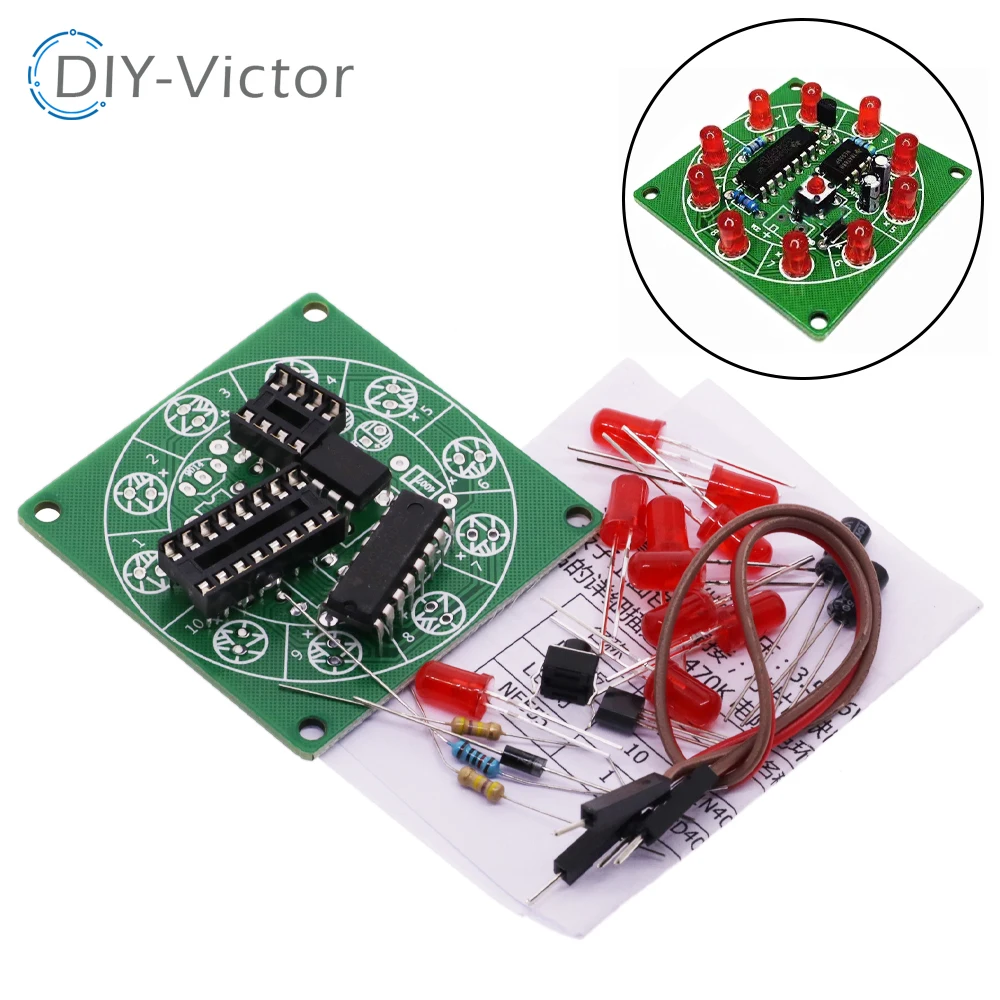 Lucky Rotary Suite Electronic Suite Turntable CD4017 NE555 Self LED Light Kits Production Parts Module 3V 5V Pulse Generator DIY