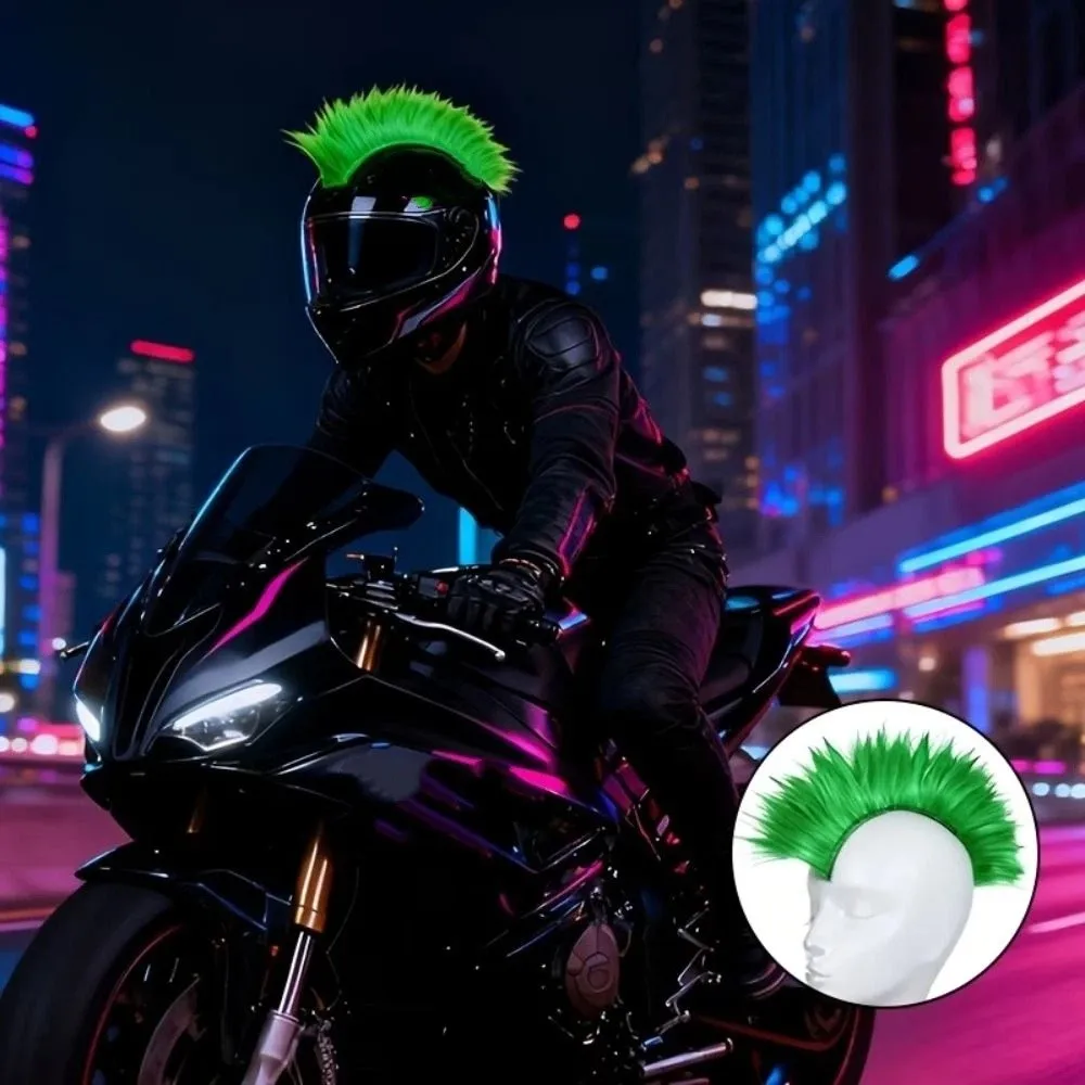 Colorful Mohawk Synthetic Wigs Adhesive Synthetic Helmet Decorations Bicycle Accessories Reusable Helmet Mohawk Wig