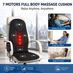 Electric Back Massager Massage Chair Cushion Heating Vibrating Car Home Office Lumbar Neck Mattress Pain Relief