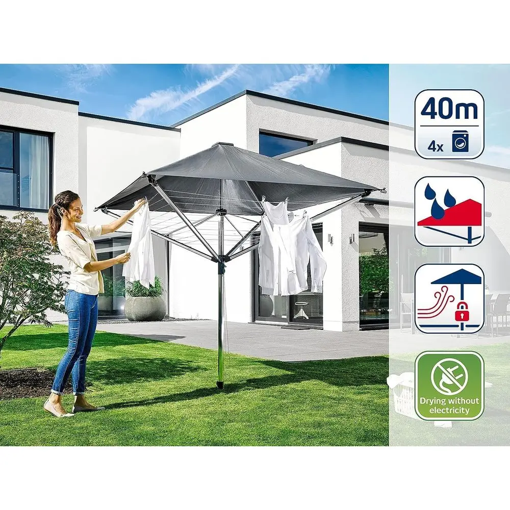 Aluminum Grey 40m Rotary Clothesline with Umbrella Cover