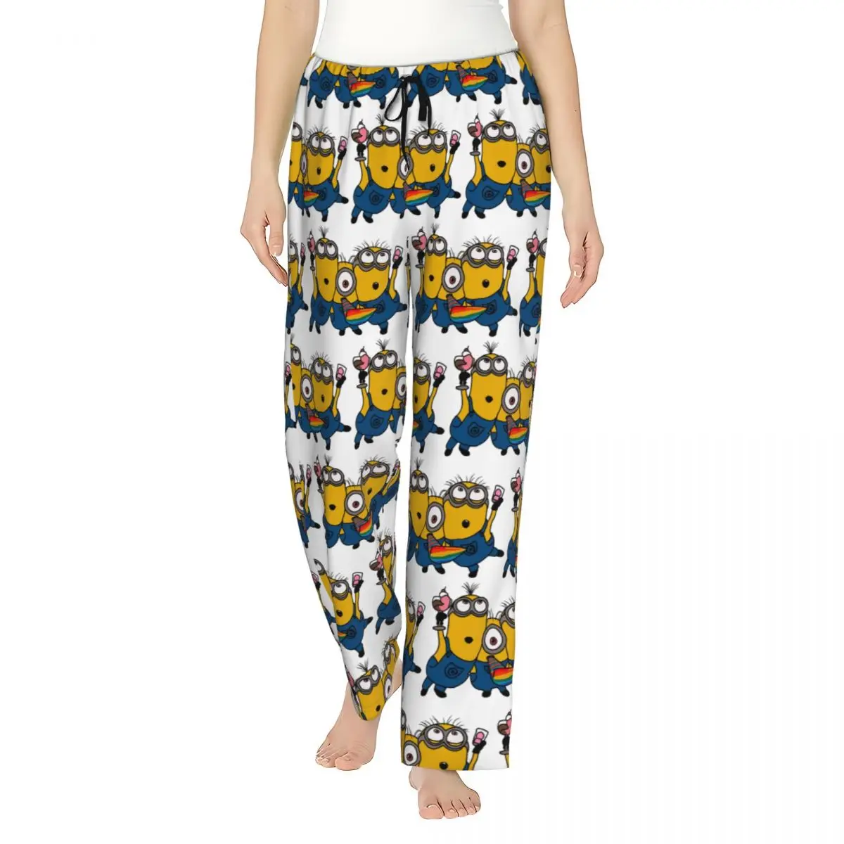 Custom Printed Women Animated Comedy Movies Minions Pajama Pants Sleepwear Sleep Lounge Bottoms with Pockets