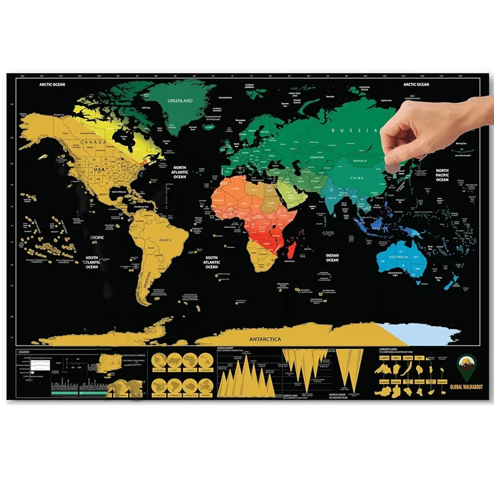 

1PCS Global Scratch Off Maps, Large Wall Maps Home Decor, Maps To Track Travels, Deluxe Scratch-Off Travel Maps Drop shipping