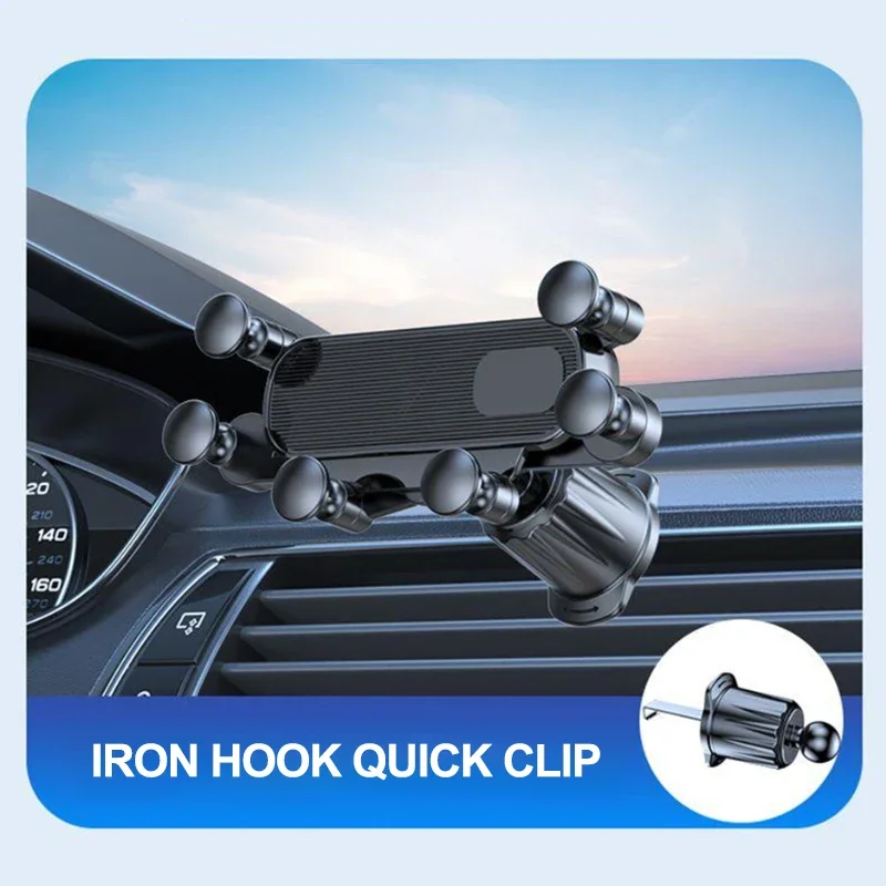 SEAMETAL Gravity Car Phone Holder Interior Air Vents Clip Mount Car Phone Stand Extension Rod Holder Bracket GPS Support Bracket