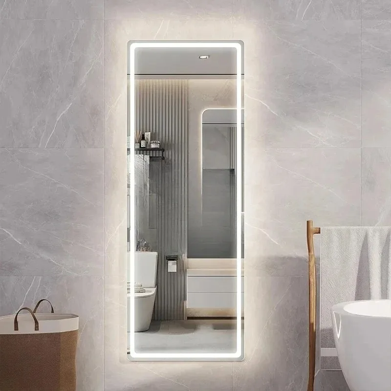 Vertical Smart Mirror Touch Screen Bathroom Vanity Waterproof Tempered Glass Rectangle Mirror with Apps LED Lighting Makeup
