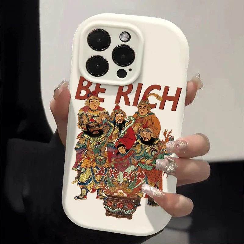 Five gods of wealth Shockproof Fashionable Phone Case For iPhone 15 Pro Max 14 Plus 13 12 11 XR X XS 8 7 Cover