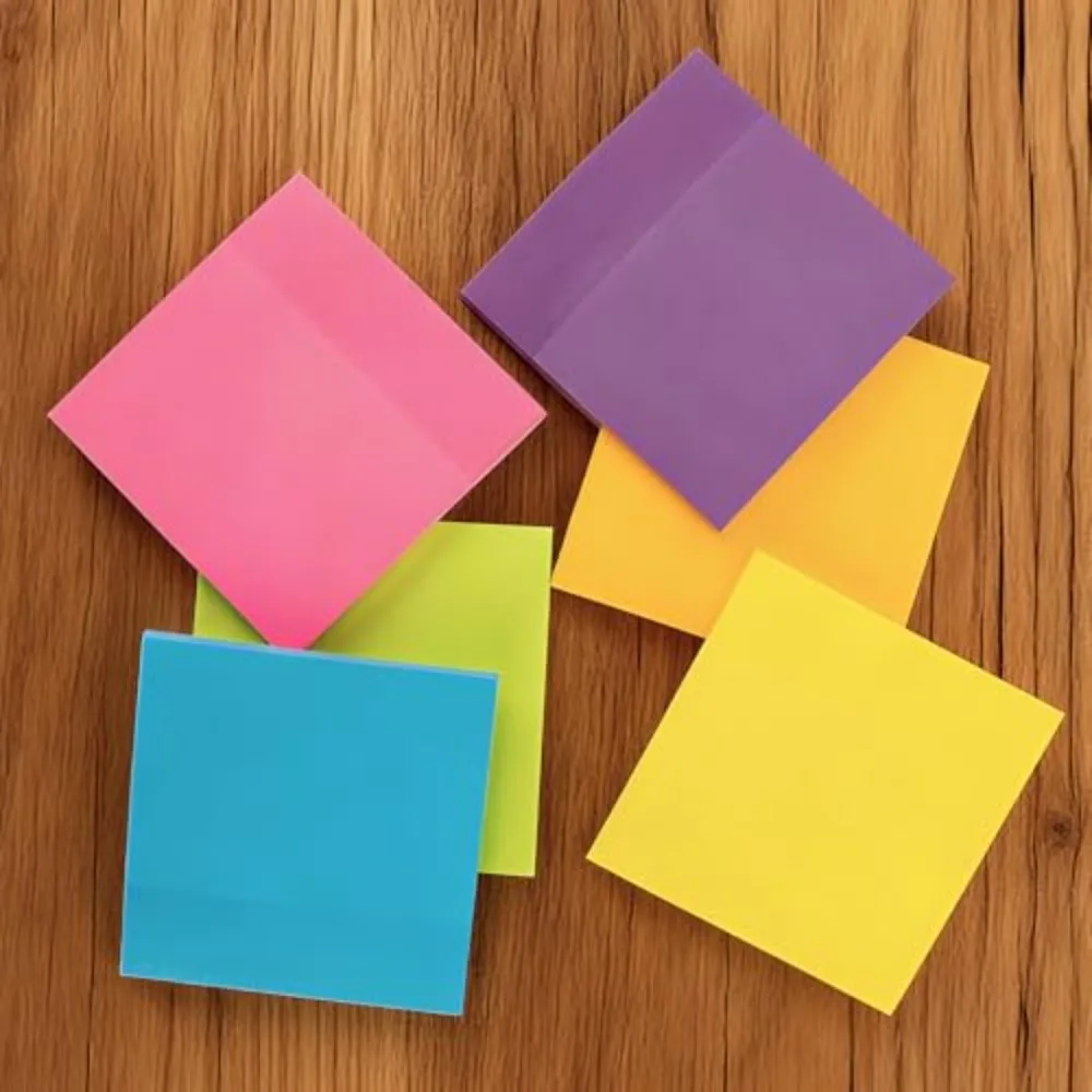 

6 Pads 3x3in Super Sticky Notes 6 Colors 50 Sheets/Pad Self-Sticky Memo Stickers for Office School Home