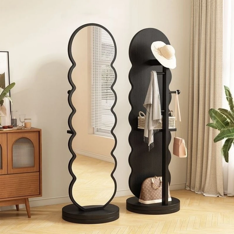 Rotating full-length mirror Floor-to-ceiling mirror Household bedroom Hanging coat rack Full-body  Storage