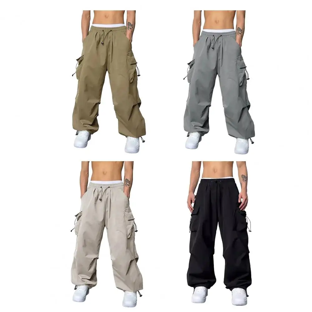 

﻿ 2025 Autumn Casual Sports Trousers Men's Loose Feet Hip-hop Drawstring Multi-pocket Trendy Baggy Trousers With Pockets