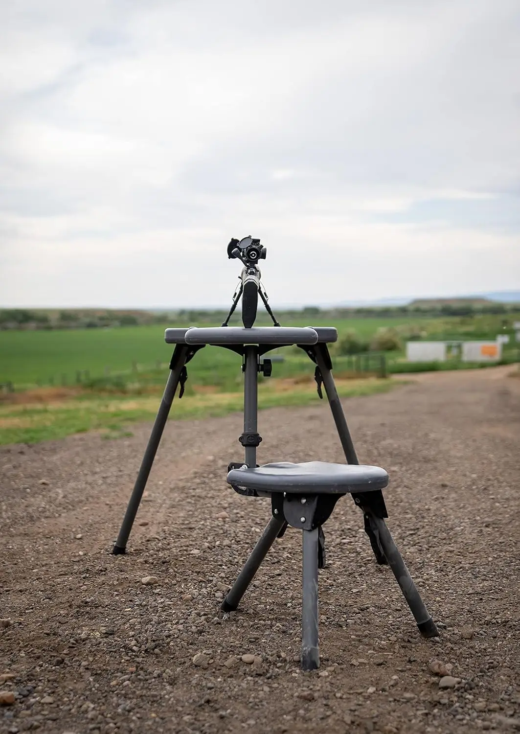 Table Lite with Weatherproof Tabletop, Ambidextrous Seat and Fully Collapsible Design for Easy Transport and Outdoor Target Shoo