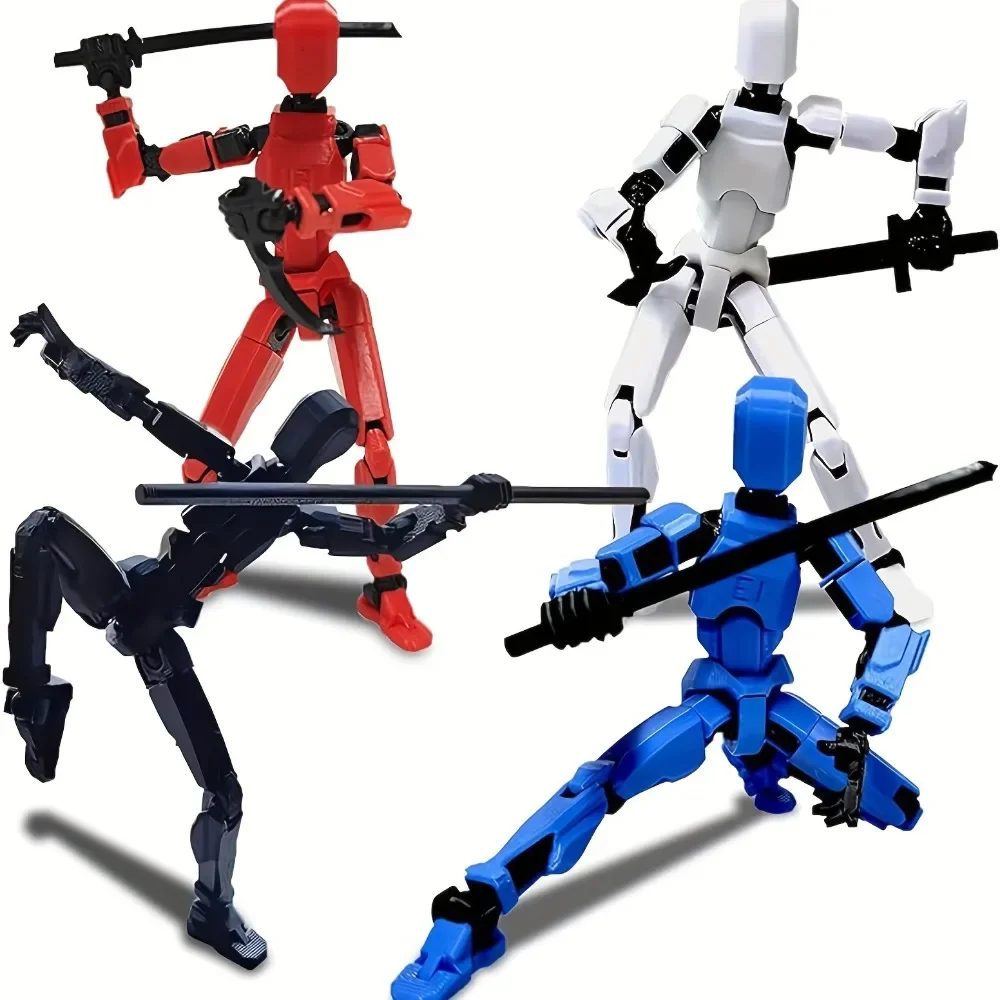 

T13 Action Figure Set 3D Printed Multi-Jointed Movable Robot Dummy Set With Full Articulation For Stop Motion Animation As Gift