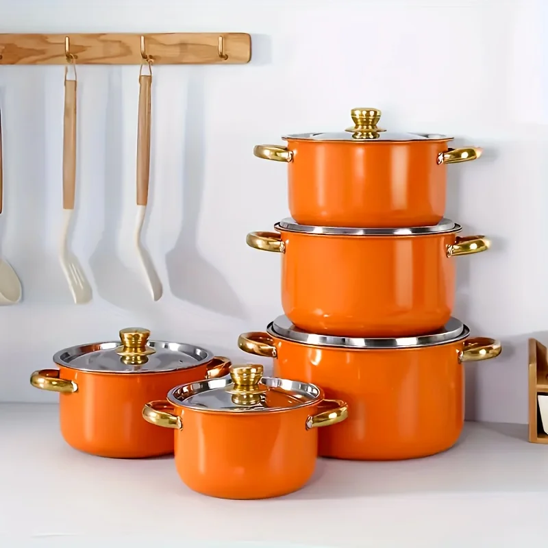 

Набор посуды из нержавеющей стали - Набор посуды с антипригарным покрытием, незаменимый для кухни и столовой, для индукционных плит, кастрюля, сотейник для риццотты