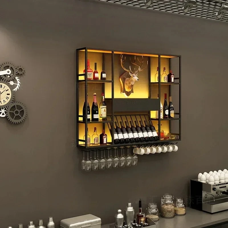 Bar Cabinet Wine Refrigerator Whiskey Showcase Nordic Hanging Drinks Wall Rack Metal Vitrinas Storage Shelves Bar Furniture