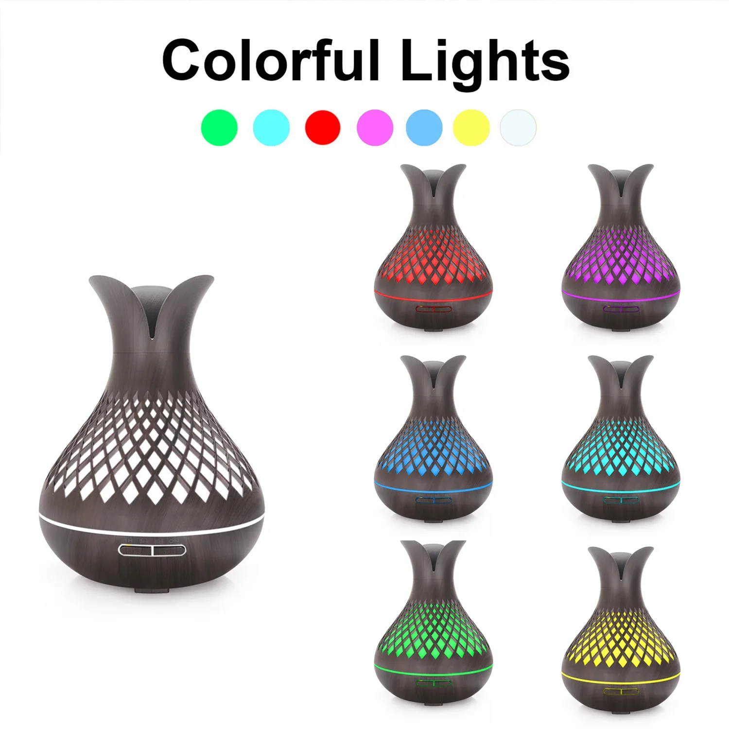 500ml Essential Oil Diffuser Air Aromatherapy Machine Humidifier Aromatherapy Machine Timer Settings 7 Colors LED Home