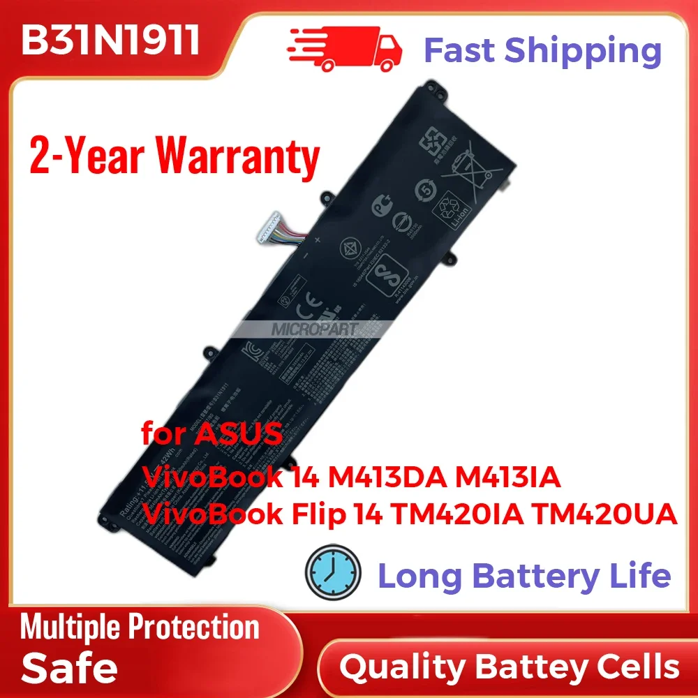 Imagem -01 - Substituição da Bateria para Asus Vivobook 14 B31n1911 M413da M413ia Vivobook Flip 14 Tm420ia Tm420ua 11.55v 42wh Computadores Portáteis substituicao da bateria para asus vivobook 14 b31n1911 m413da m413ia vivobook flip 14 tm420ia tm420ua 1155v 42wh computadores portateis 01