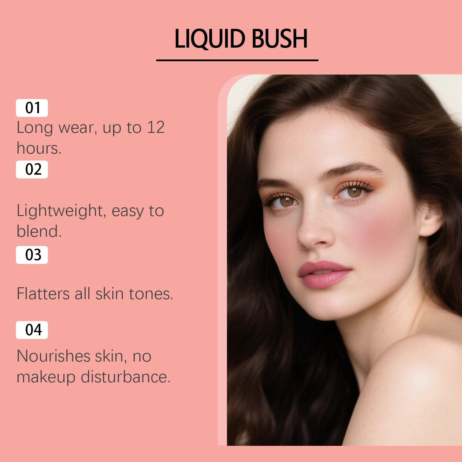 3-in-1 Multipurpose Blush Facial Makeup Blush with a Moisturizing Texture, Non-Drying, Color-Retaining, and Long-Lasting