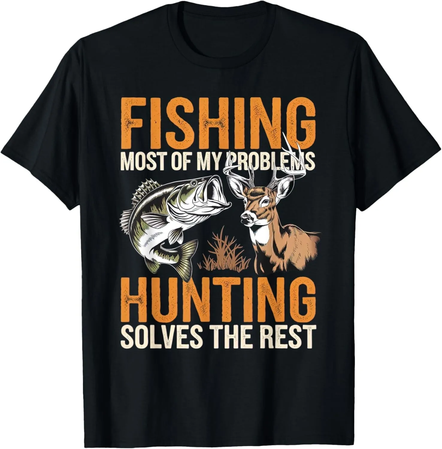 fishing-_-hunting-solve-my-problems-funny-hunter-fisherman-t-shirt