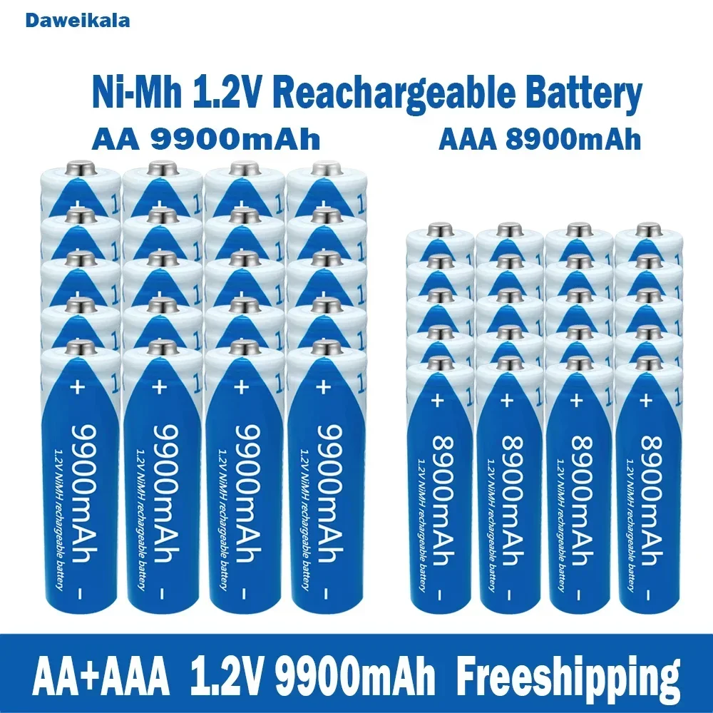 Wholesale nickel hydrogen AA+AAA1.2V rechargeable batteries, large capacity 9900mAh KTV microphones and toy batteries