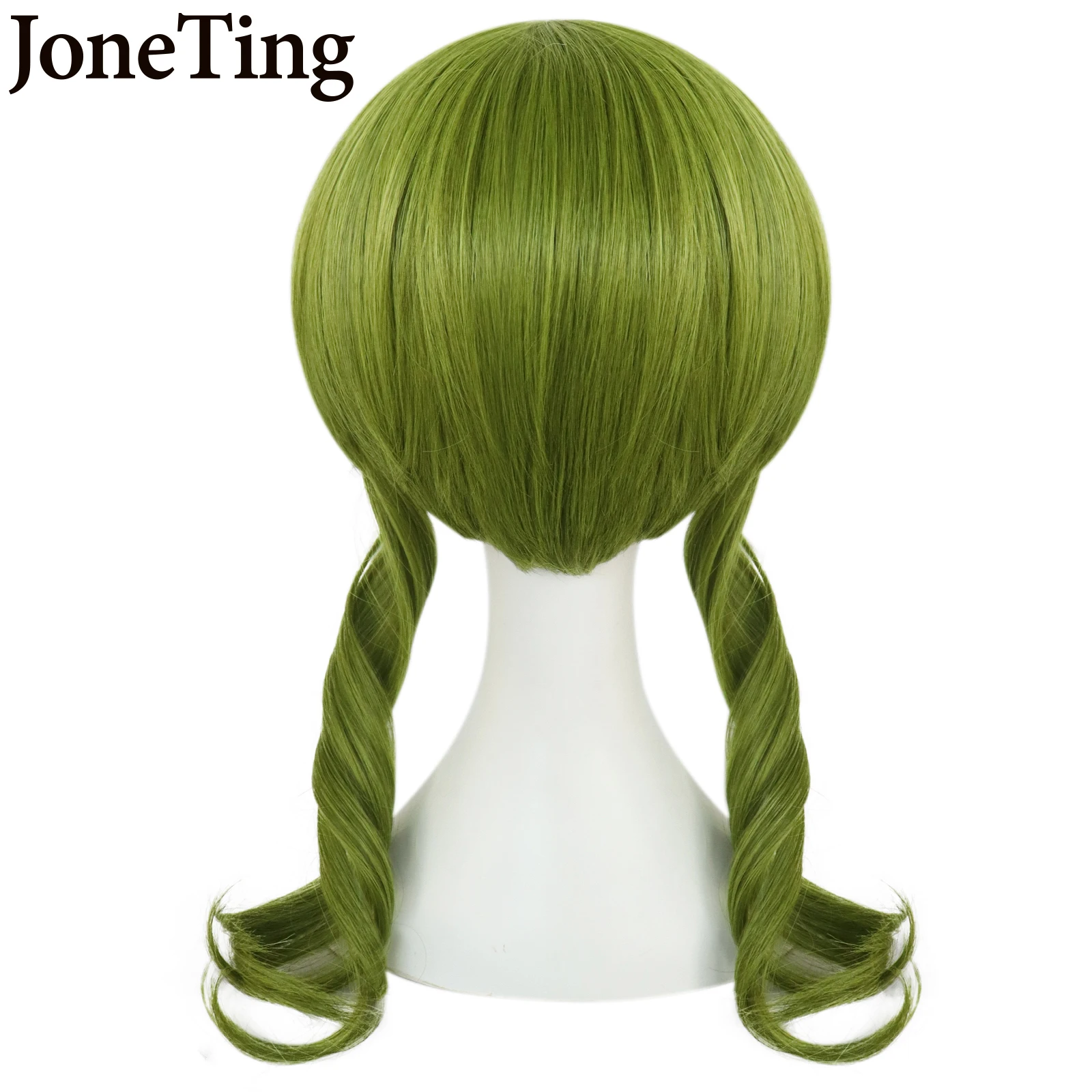 JT Synthetic Dead Master Cosplay Wigs Anime Black Rock Shooter Long Curly Green Wig with Bangs Heat Resistant Fiber Halloween