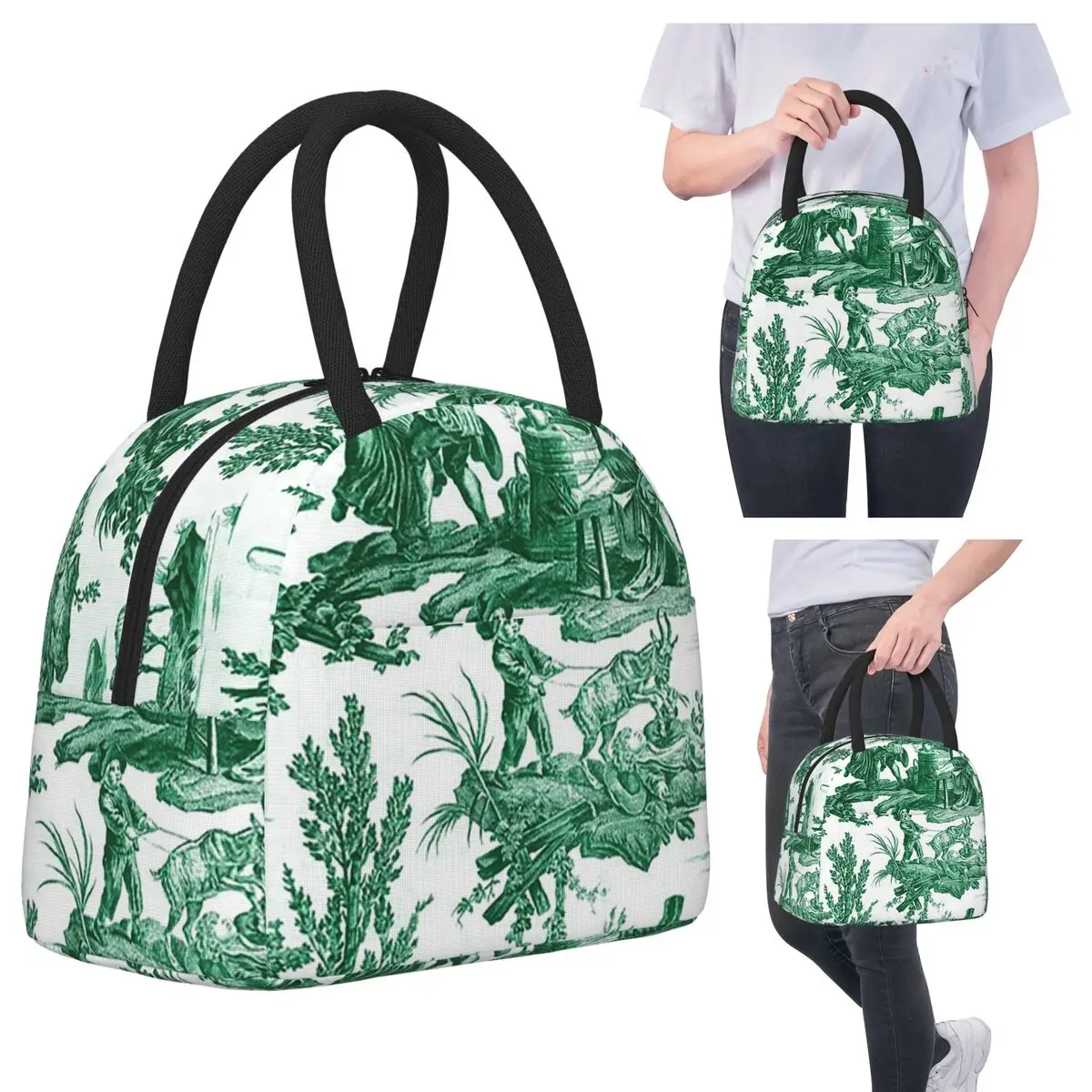 

Vintage French Toile De Jouy Motif Insulated Lunch Bag for Women Office Cooler Thermal Food Box Tote Leakproof Lunch Boxes