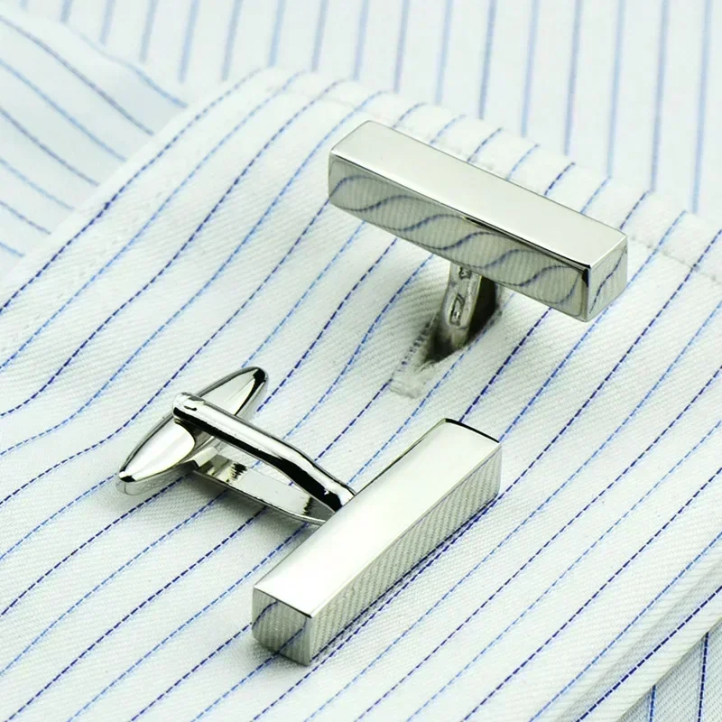 Long Column Pure Metal Rectangular Cuboid Cufflink French Shirt Sleeve Nail Business Wedding Simple Casual Personality Jewelry