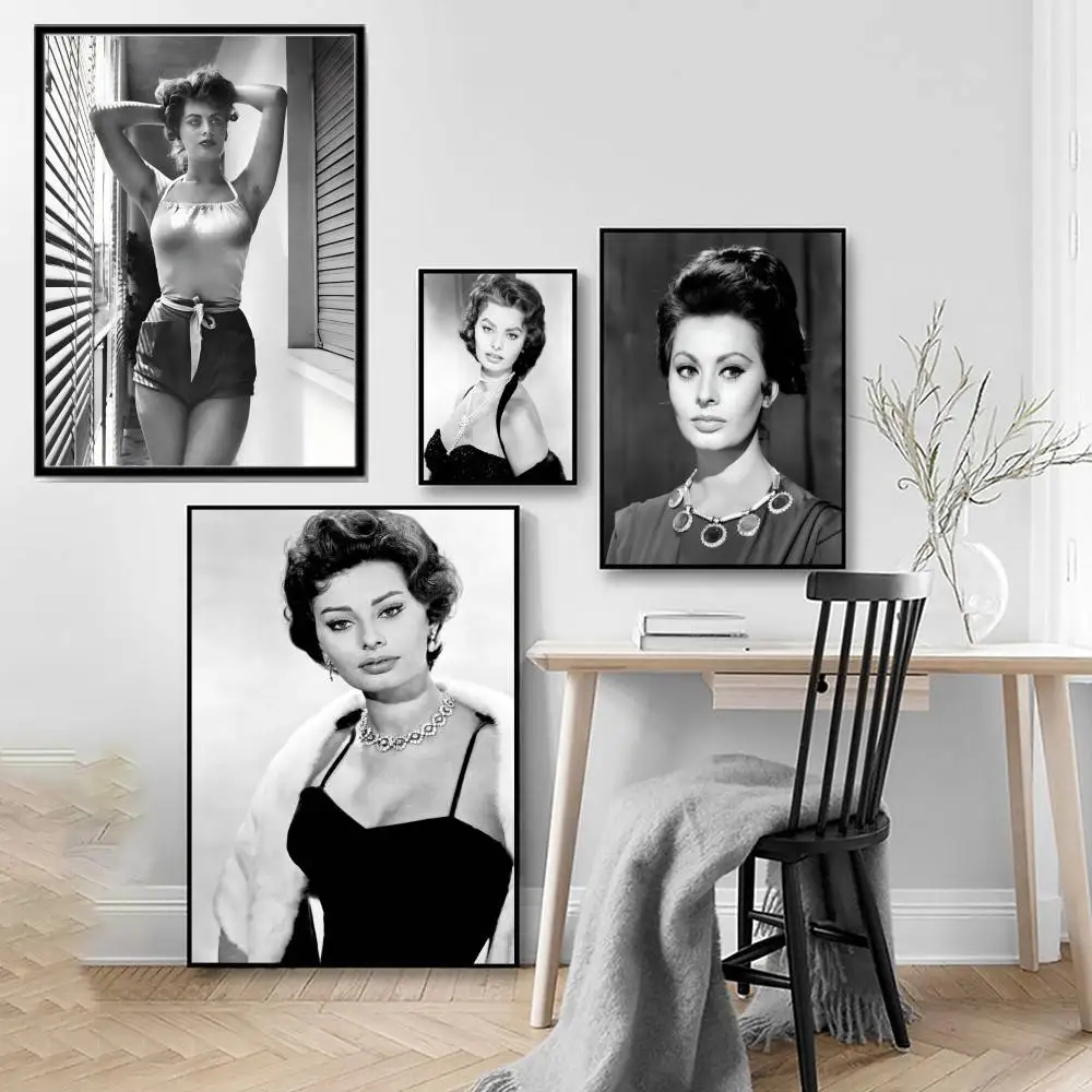 الموضة الحديثة ستار صوفيا لورين المشارك لا مؤطرة المشارك كرافت نادي بار ورقة خمر جدار الفن اللوحة غرفة نوم دراسة ملصقات #2