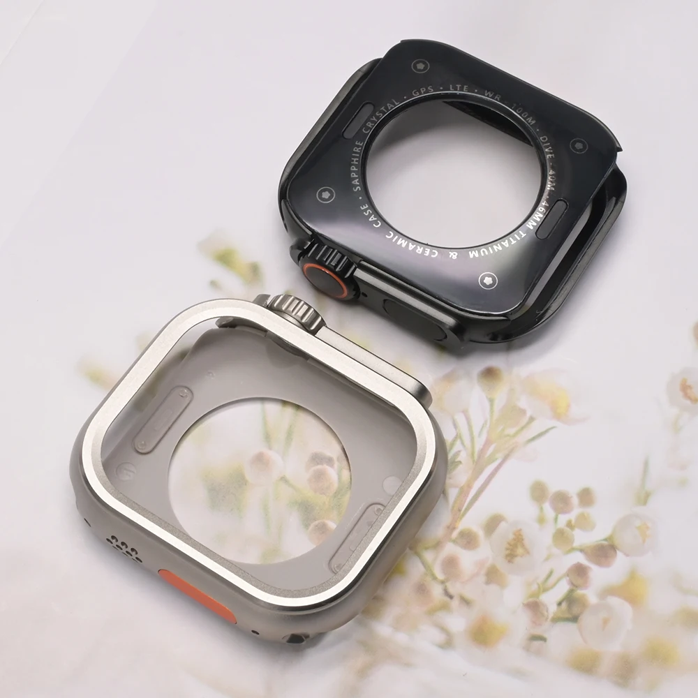 เคสสีไทเทเนียมสำหรับ Apple Watch Ultra 3 2 Series 11 10 46 มม. พร้อมฟิล์มกันรอยหน้าจอโลหะสำหรับ iwatch 9 8 7 45 มม. 6 5 4 SE 44 มม.