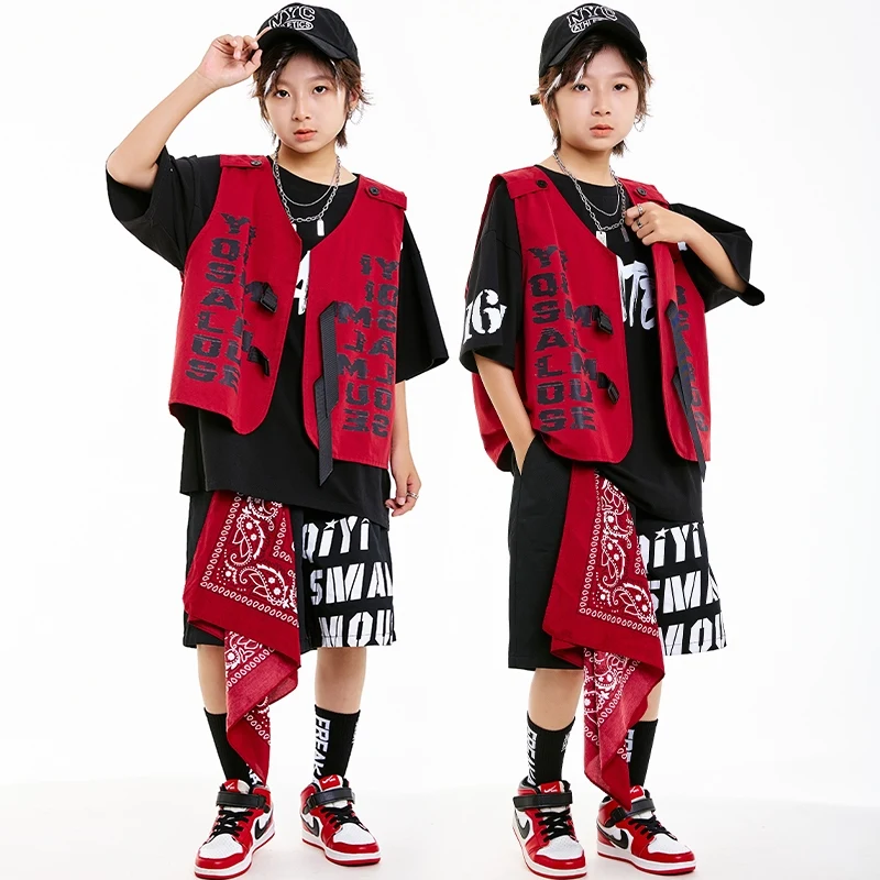 

Cool Summer Boys Street Dance Hip Hop Performance Jazz Dance Costume Girls Loose Outfits Stage Clothes Children Wear DN20436