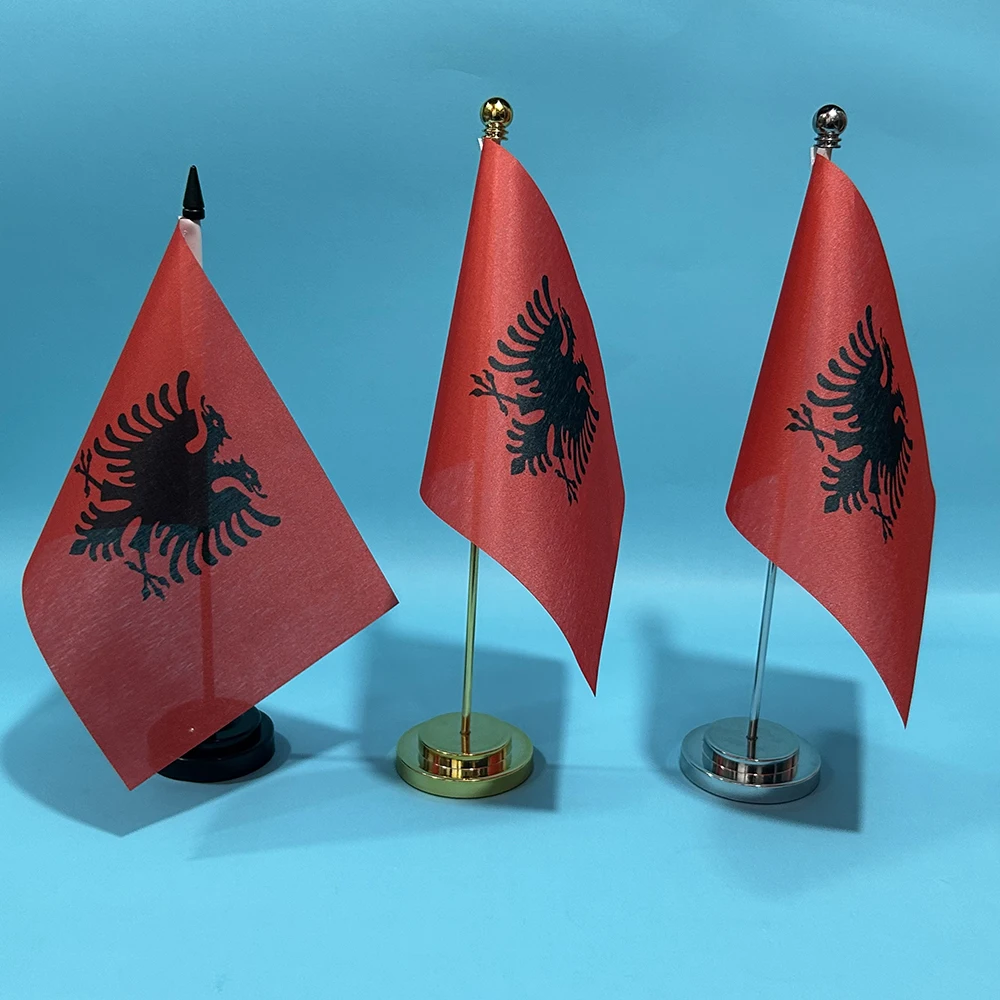 Drapeau de bureau SKY FLAG, drapeau de l'Albanie, 14x21cm, drapeau de table, bannière nationale de l'Albanie, ornements de bureau, drapeaux