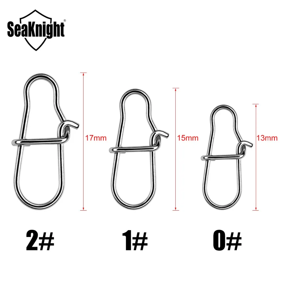 SeaKnight 200PCS Fishing Swivel Connector Stainless Steel Fishing Tackle 0# 1# 2# 27kg 38kg 45kg Snap Rolling Fishing Accessory