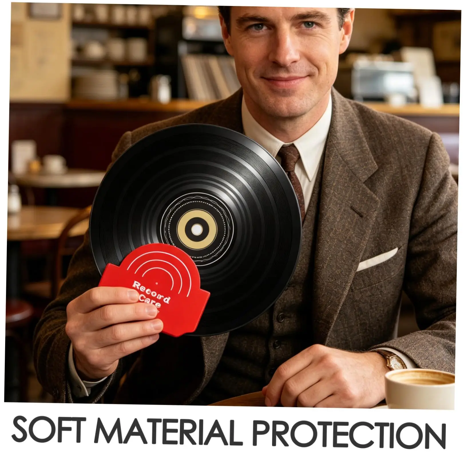 2 Pack Anti-Scratch Vinyl Lp Record Care Mitt Fingerprint Resistant Record Cleaning Handling Pad