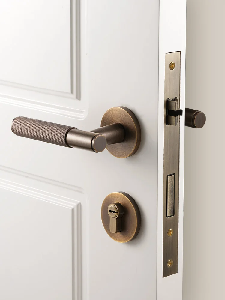 Dooroom Brass Door Lock Set Knurled  Dummy Passage Privacy Lock Bedrooms Living Rooms Bathrooms