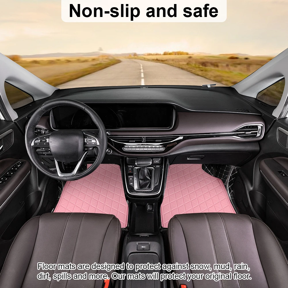 4Pcs Auto Foot Pad PU Leather Car Front Rear Mats Set Non Slip Car Carpet Mats Car Interior Accessories