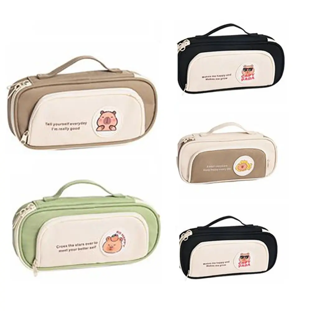 

Cute Cartoon Pencil Pouch Large Capacity Capybara Pen Case Durable Cosmetic Bag Student Supplies