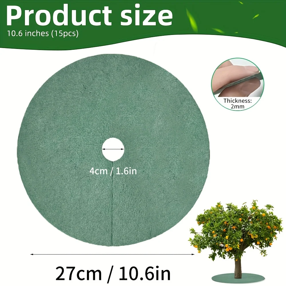 Green Non-Woven Tree Mulch Ring - Reusable Weed Barrier Mat for Effective Weed Control, Root Protection, and Moisture Retention