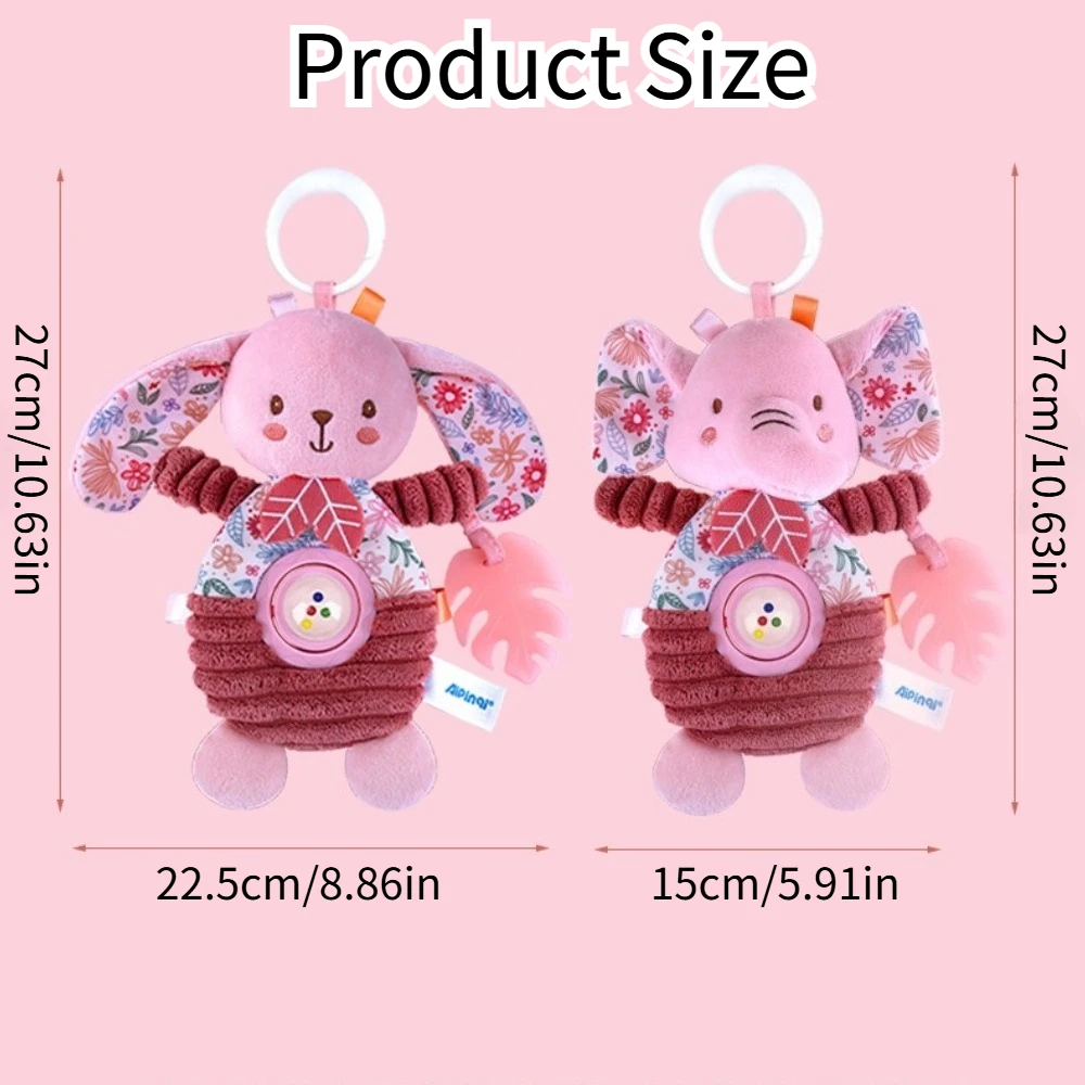 Baby pink crib hanging toy, cartoon car mounted plush car hanging toy, auditory training, baby birthday gift, New Year gift