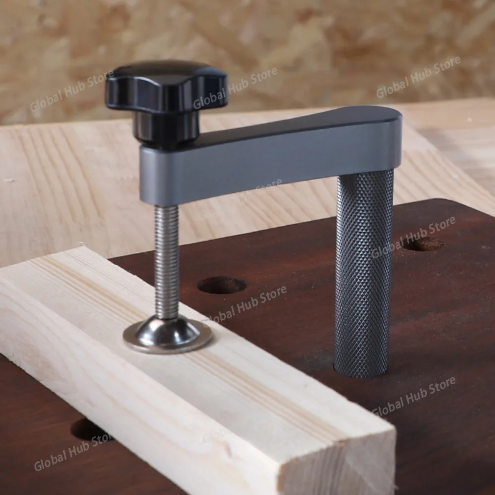 1pc Workbench Dog Hole Clamp Woodworking Desktop Fixed Clip Aluminum Alloy Quick Acting Hold Down Clamp for 19mm/20mm Dog Hole