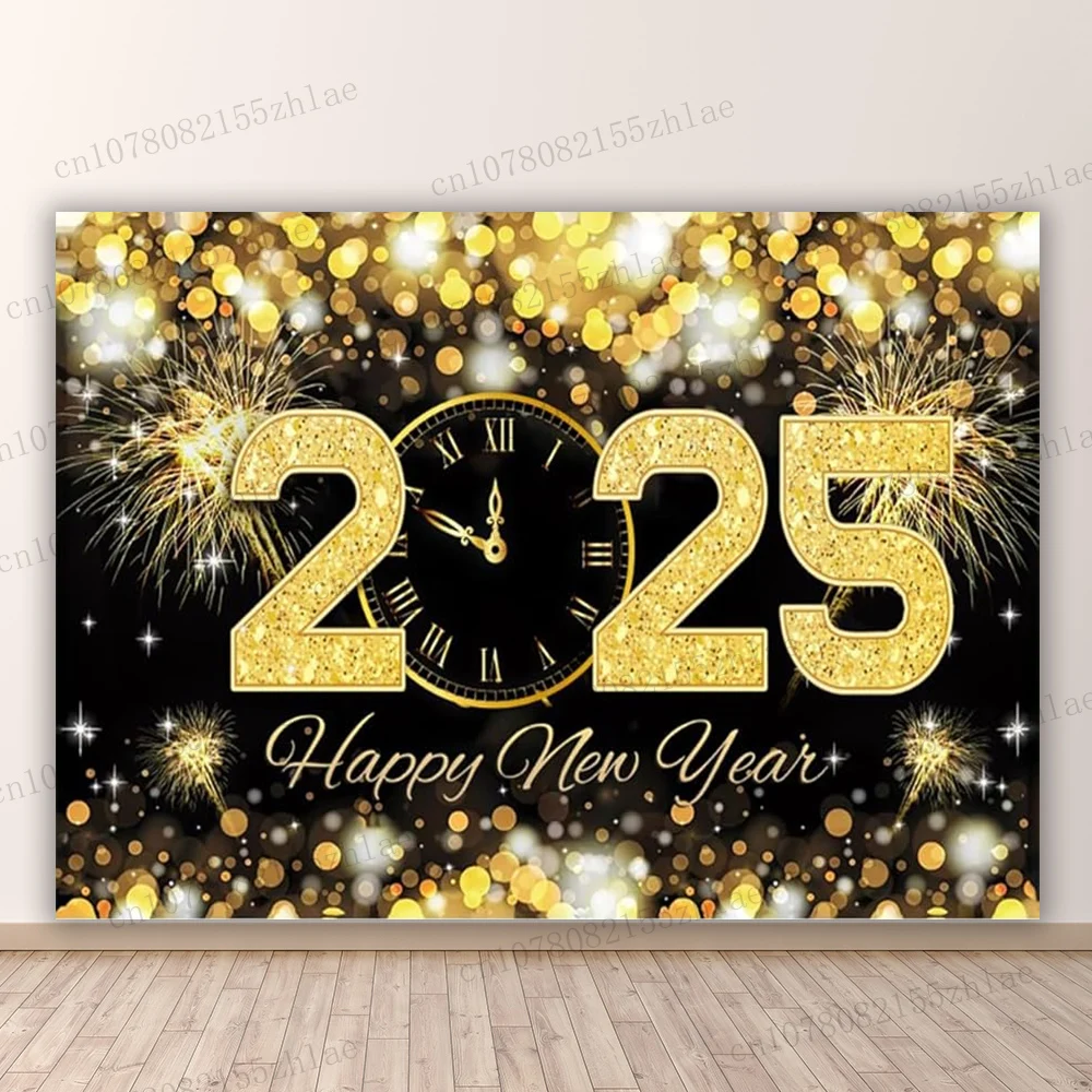 Happy New Year Photo Background 2025 New Year's Party Photography Backdrop Banner Decoration