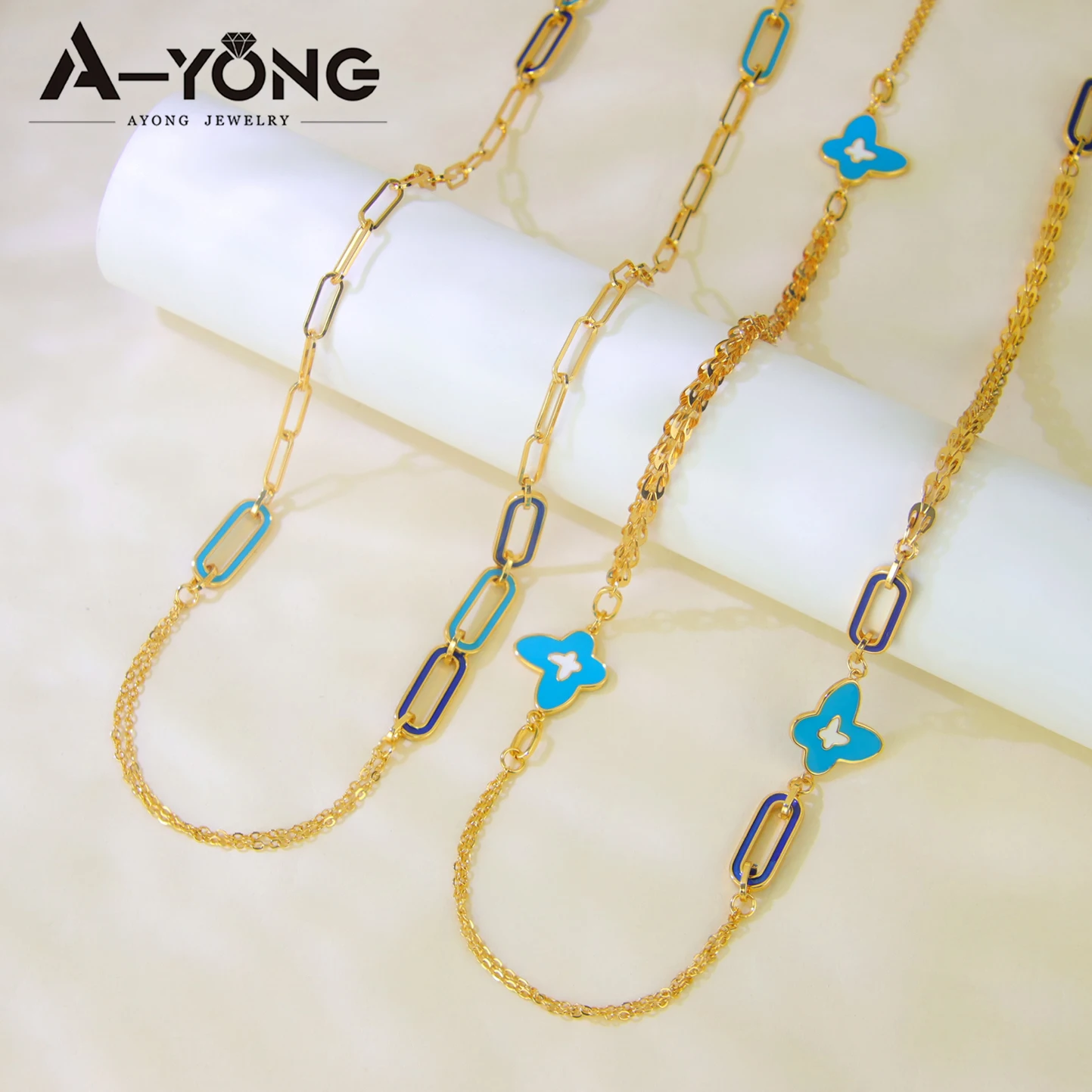 Luxury Dubai Gold Plated Long Necklace 21k Gold Color 80/160cm Arabic Design Choker Turkish Religion Women Wedding Party Jewelry