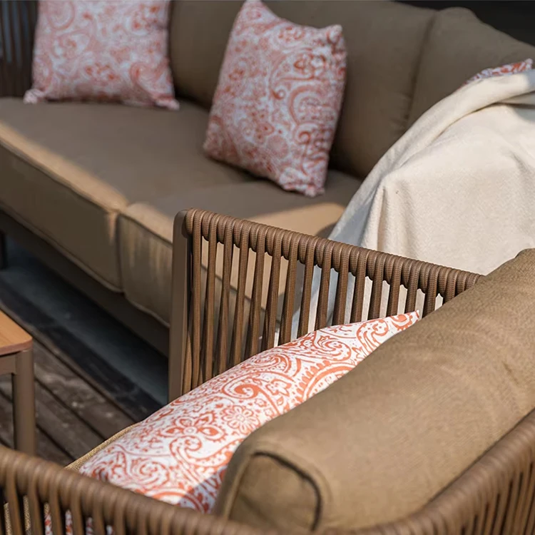 مجموعات أثاث الفناء الخلفي طقم حديقة أثاث أريكة مقطعي طقم أريكة خارجي مع طاولة