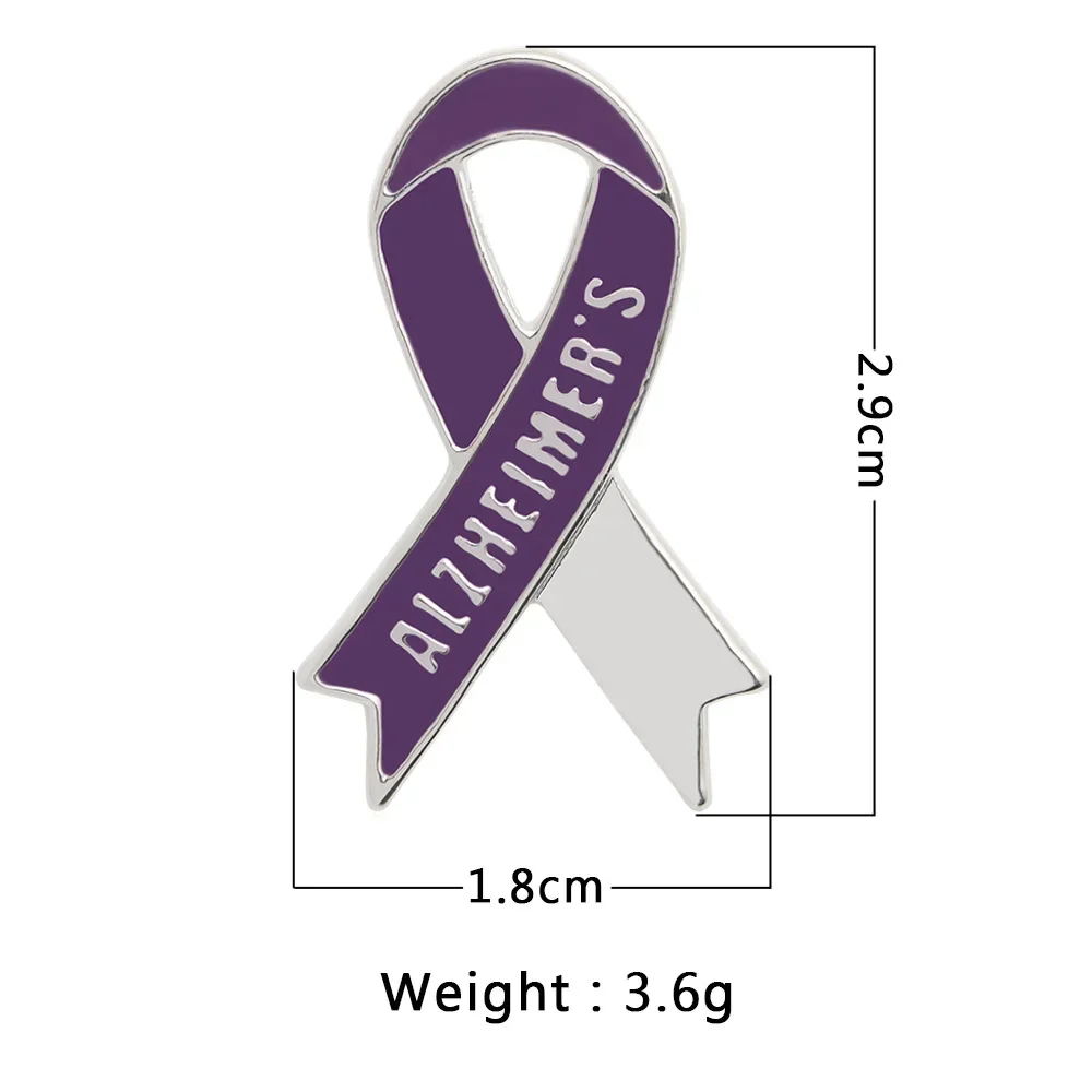 Alzheimer Disease AD Awareness Letters Purple Enamel Brooch Lapel Pin Badge Women Ovarian Cancer Promotional Brooches