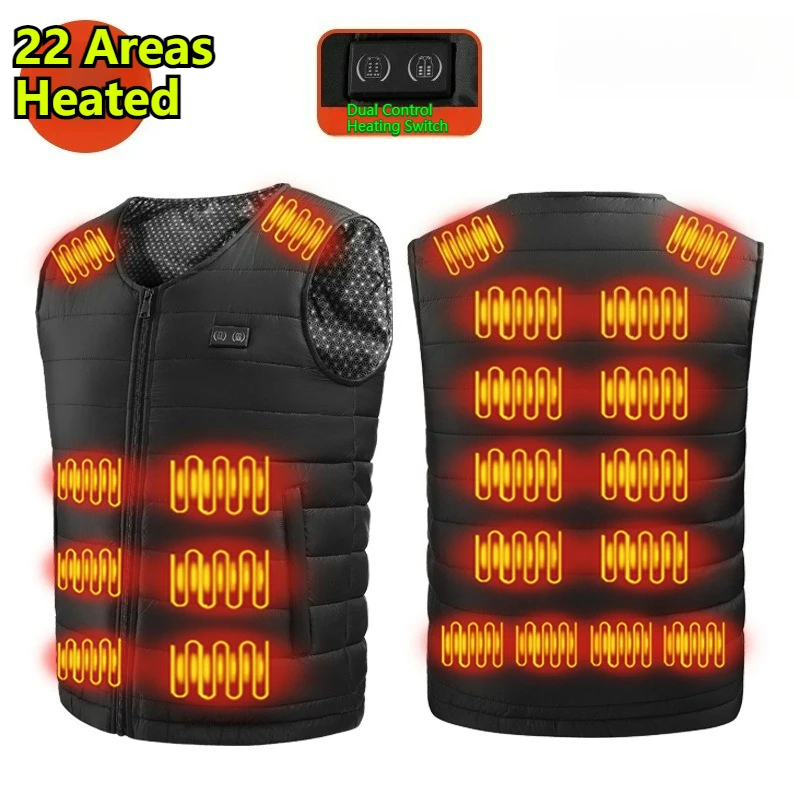 24 Zone Self Heating Vest Men Women USB Smart Electric Functional Heated Sleeveless Jacket Winter Ski Warm Padding Vests Coat