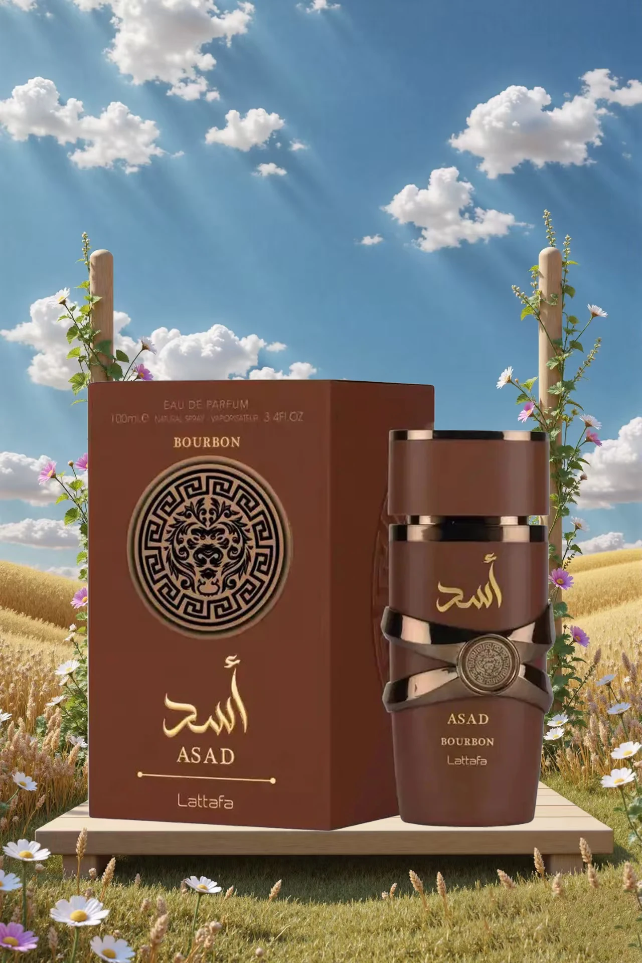 لاتافا اساد بوربون أو دو برفوم بخاخ 3.4 أونصة (100 مل) للجنسين جديد في الصندوق