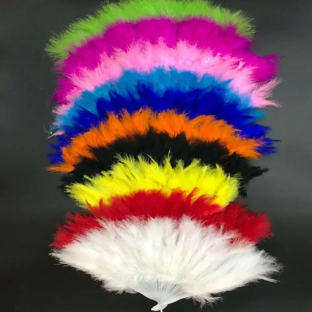 New Home Decor 10Colors Wedding Party Accessories Feather Fans Handmade Dance Fan Ladies Folding Fan White Hand Fan