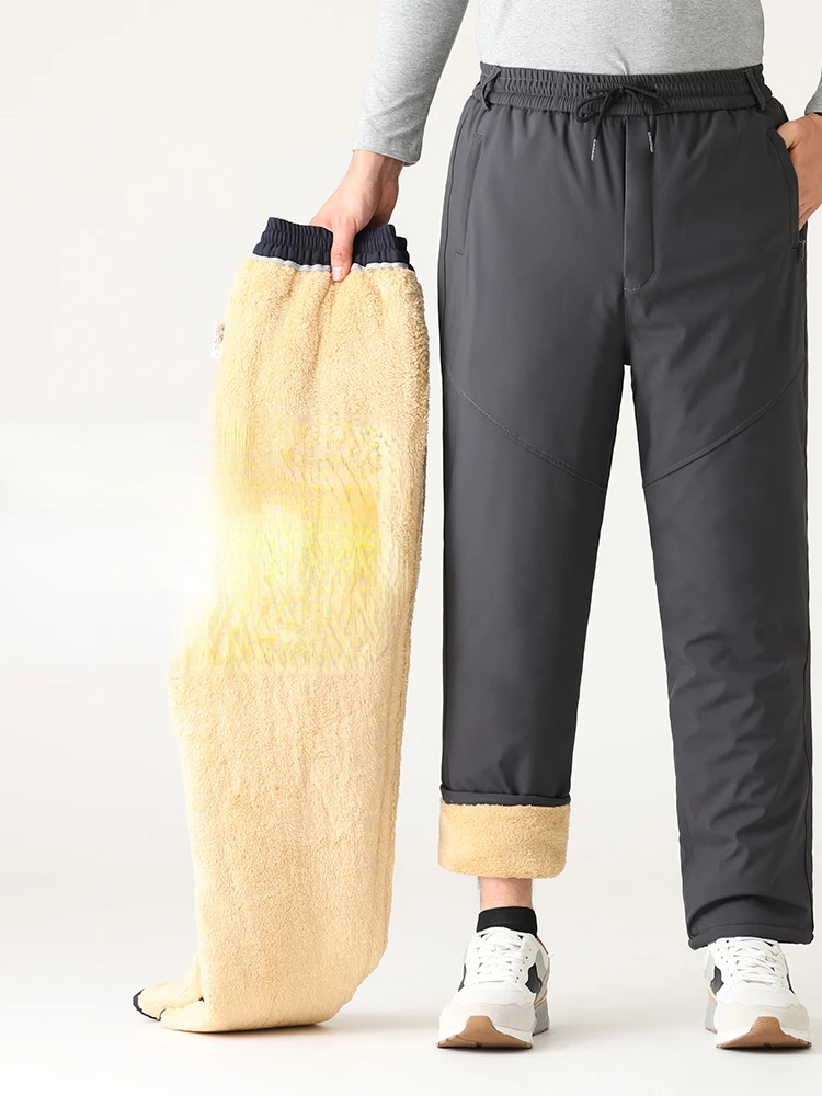 

Cashmere Pants for Men Winter Thicken Fleece Joggers Sweatpants 2023 Casual Male Velvet Trousers Solid Color Plus Size Pants B09