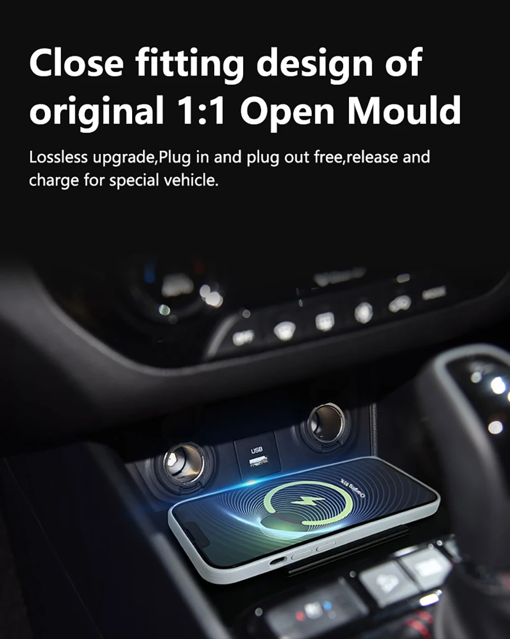 

For Hyundai IX25 2015-2019 Quick QI Car Wireless Charger Fast Charging Intelligent Infrared Mobile Phone Dashboard